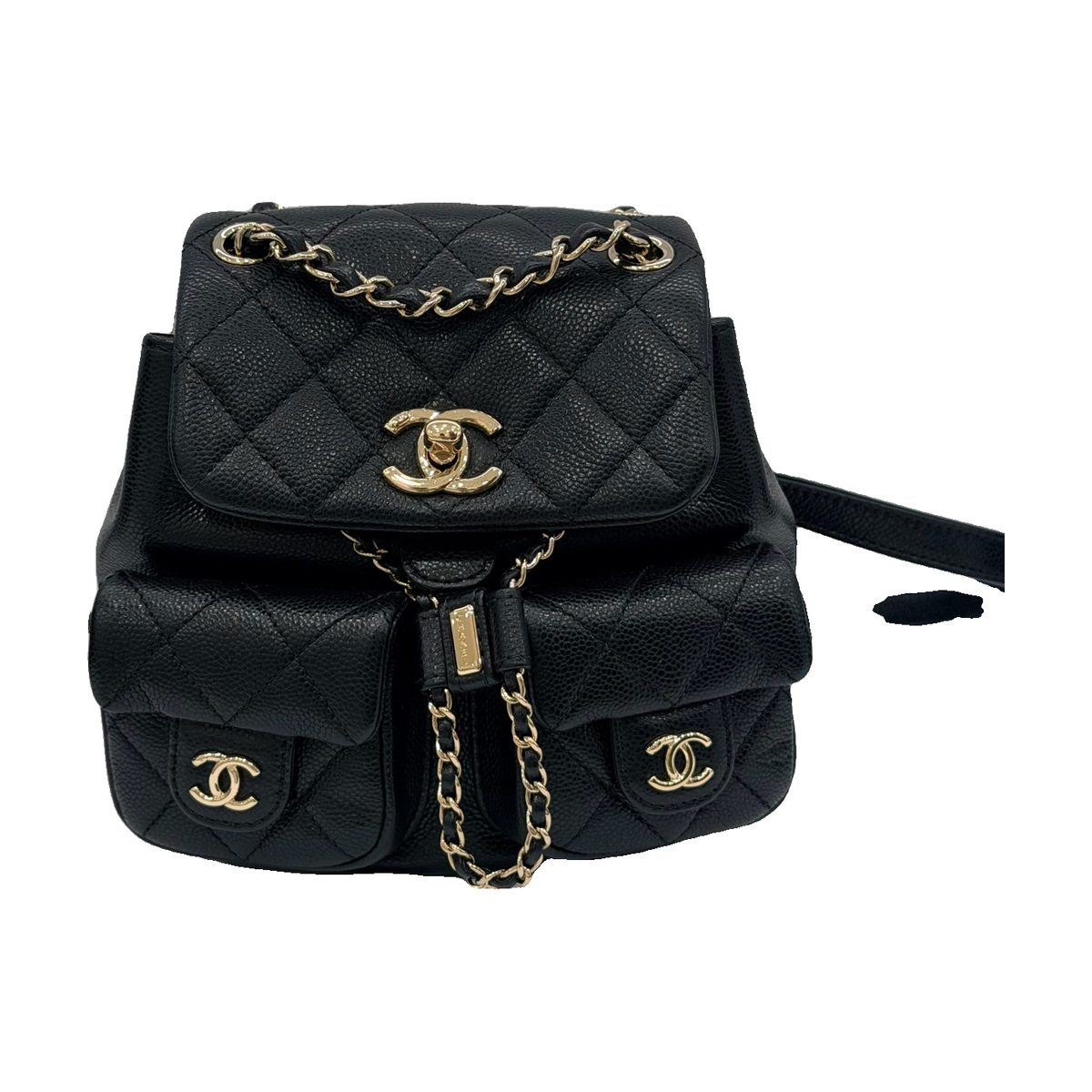 Chanel 24A Duma Small Backpack, Black Caviar Leather, Gold Hardware