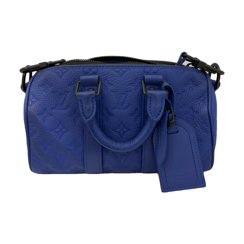Louis Vuitton Keepall Bandoulière 25, Blue Monogram Taurillon Leather