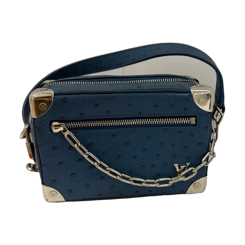 Louis Vuitton Mini Soft Trunk, Blue Ostrich Leather