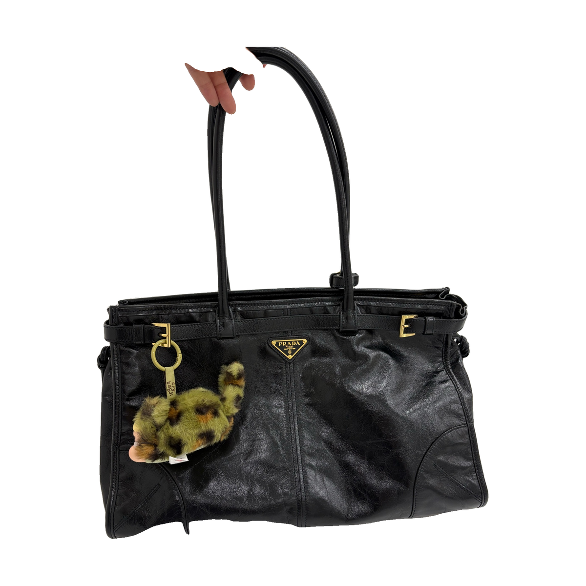 Prada Soft Large Bag, Black, Gold Hardware