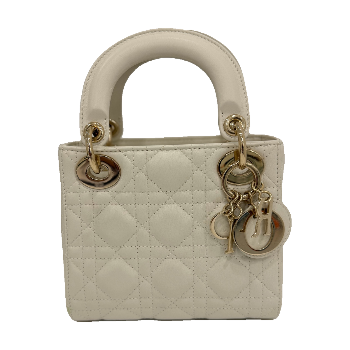 Dior Lady Dior Small, White, Gold Hardware