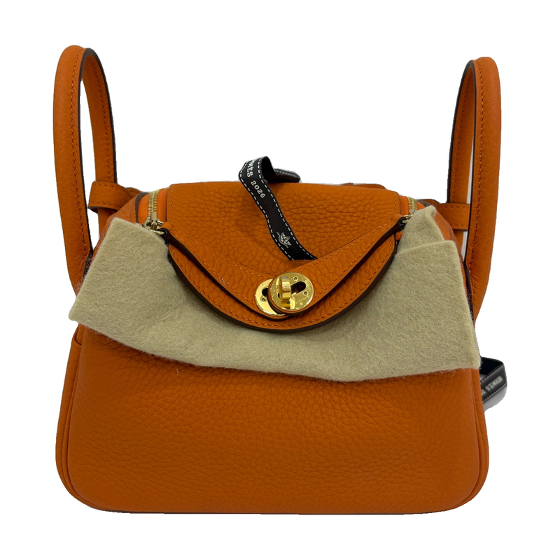 Hermès Lindy Mini, Orange, Gold Hardware, U Stamp