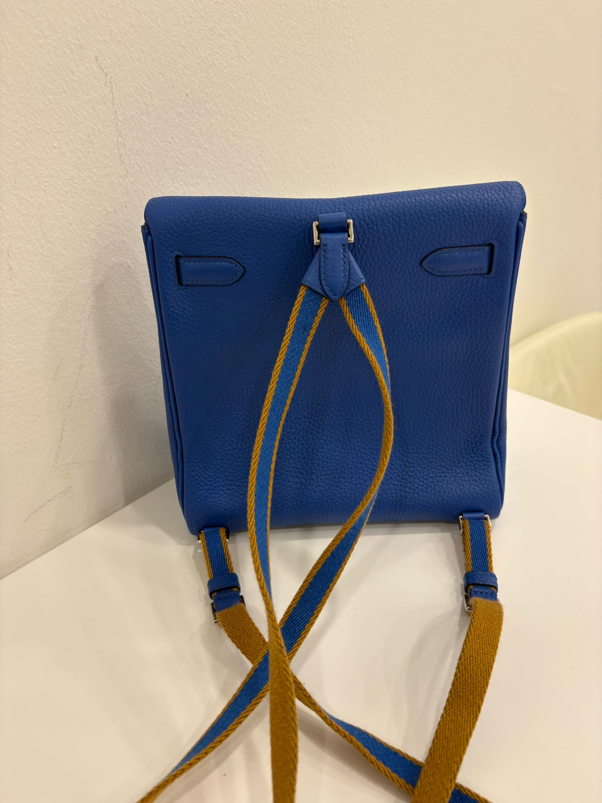 Hermès Kelly Ado, I7 Blue, Taurillon Clemence Leather, Silver Hardware, D Stamp