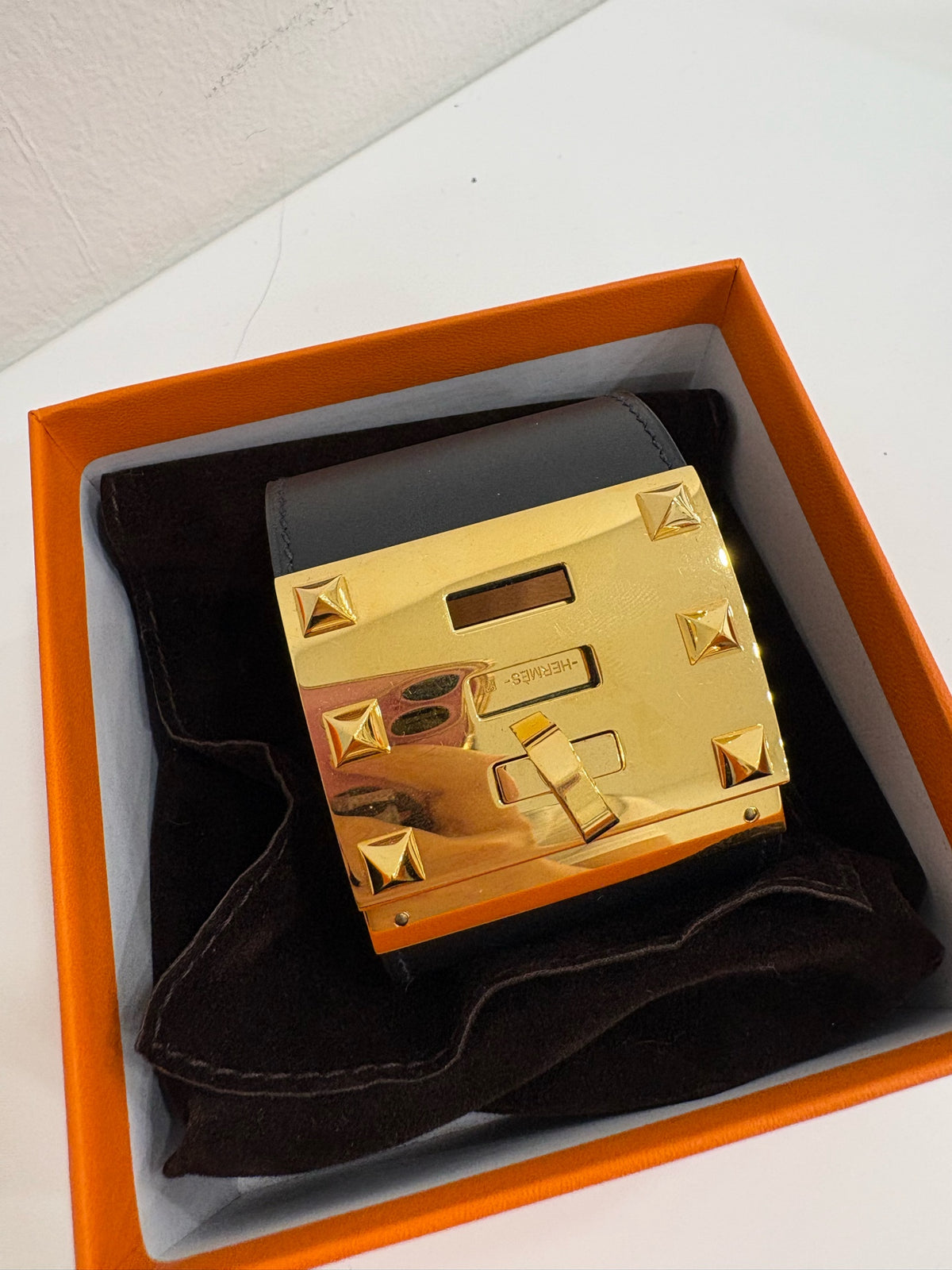Hermès Cuff Bracelet, Black and Gold
