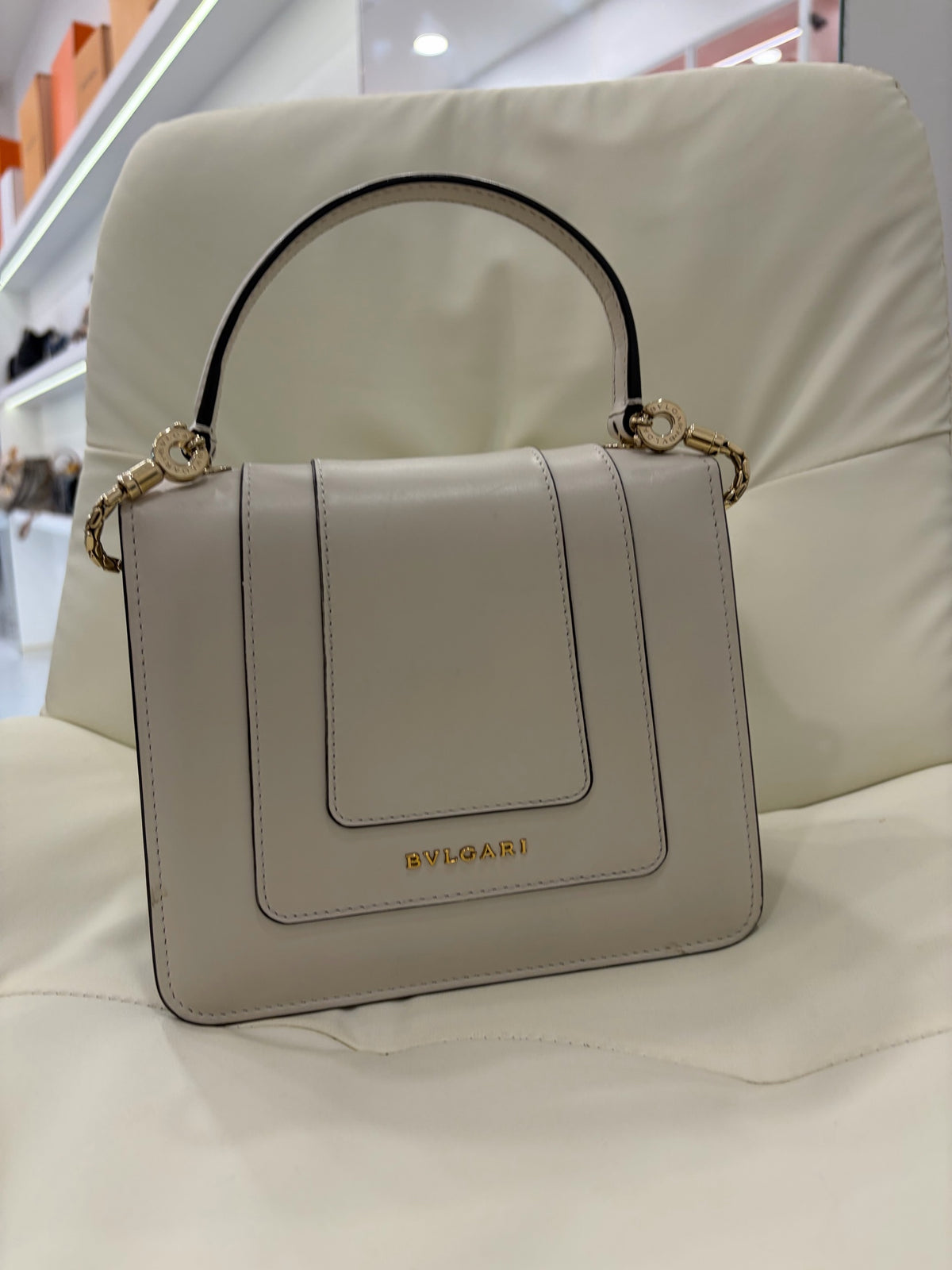 Bvlgari White Serpenti Top Handle Bag