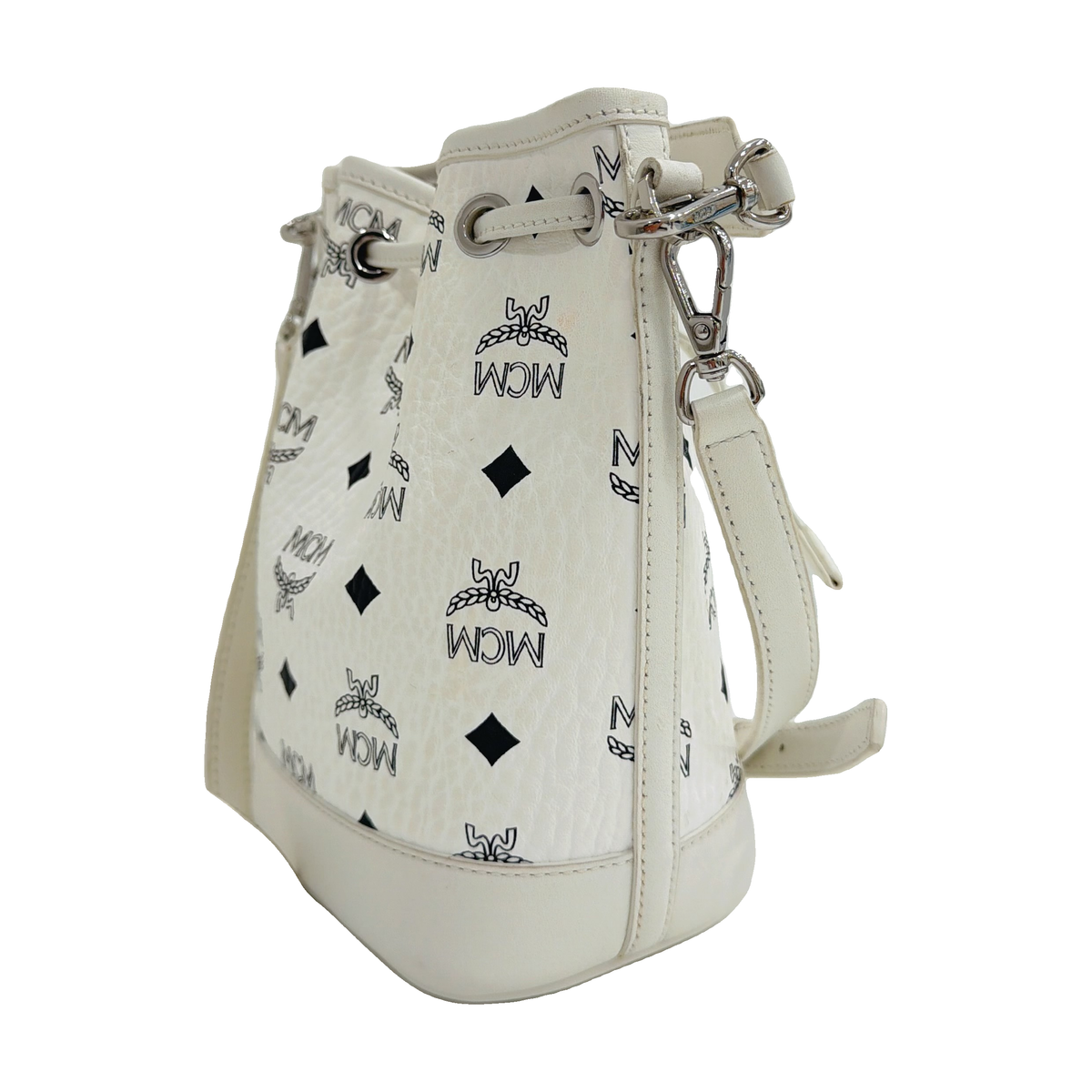 MCM White Bucket Crossbody Bag