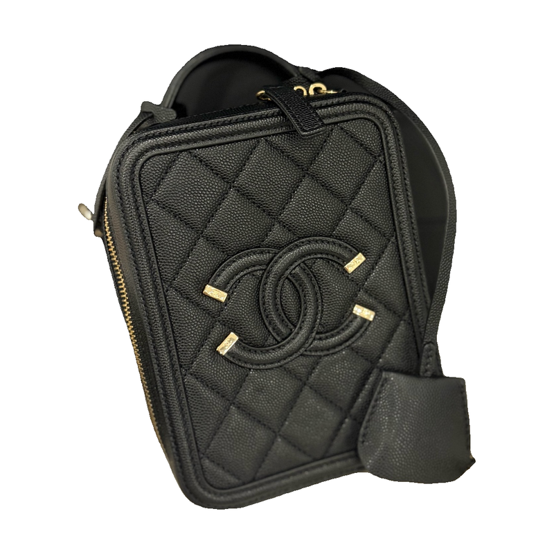 Chanel Vertical Camera Bag, Black, Gold Hardware, Series 28