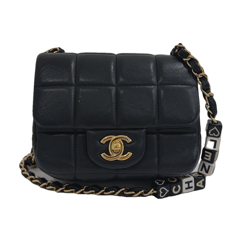 Chanel Dice Square Mini Flap, Black, Gold Hardware, Microchip Version