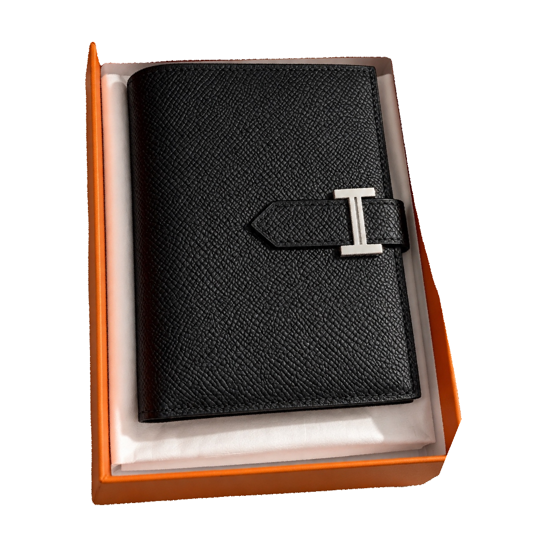 Hermès Béarn Compact Wallet, Black Epsom Leather, Silver Hardware, G Stamp