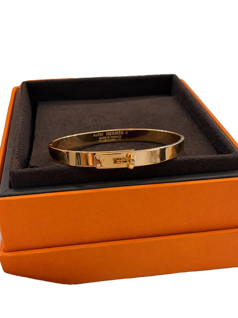 Hermès Kelly Bracelet with Four Diamonds, Size SH