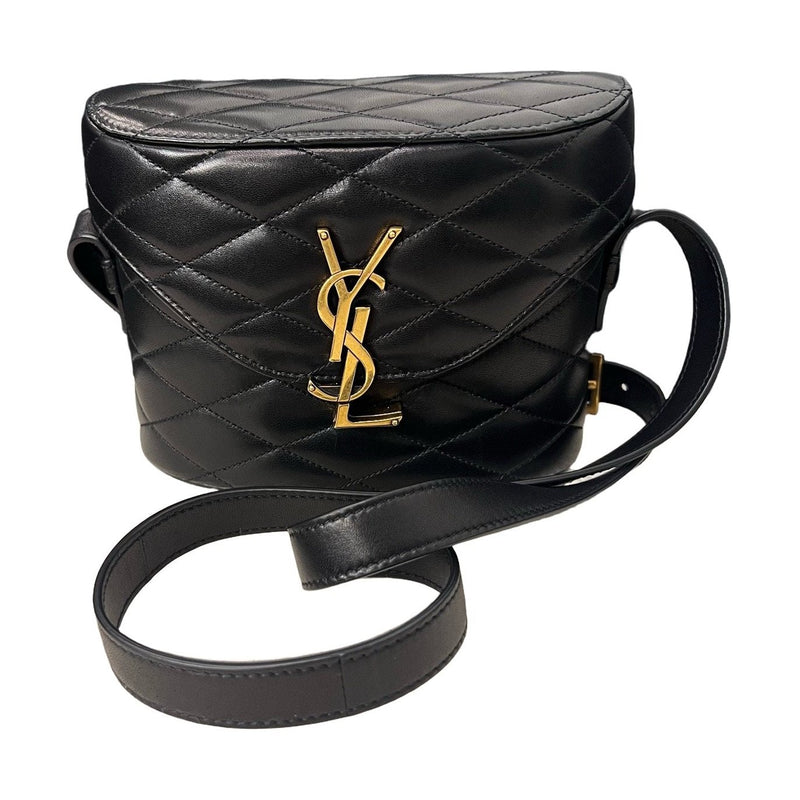 Saint Laurent YSL Black Quilted Logo Box Lunch Bag, Shoulder & Crossbody Bag