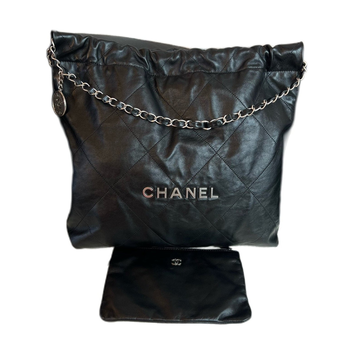 Chanel Black & Silver Medium 22Bag Shoulder Bag