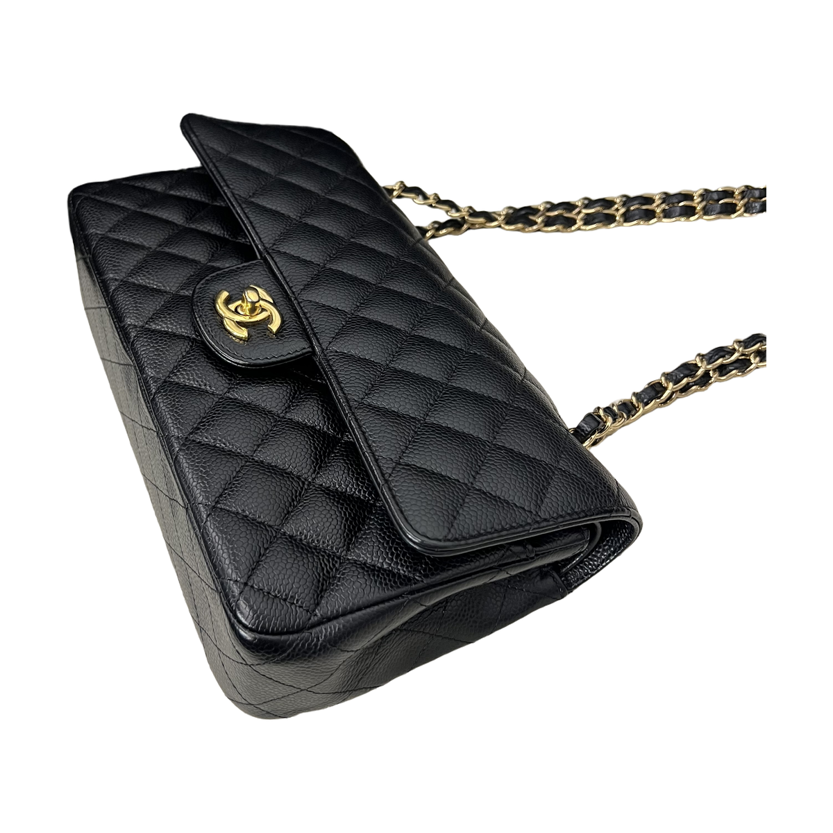 Chanel Medium Classic Flap, Black Caviar Leather, Gold Hardware, 26 Stamp