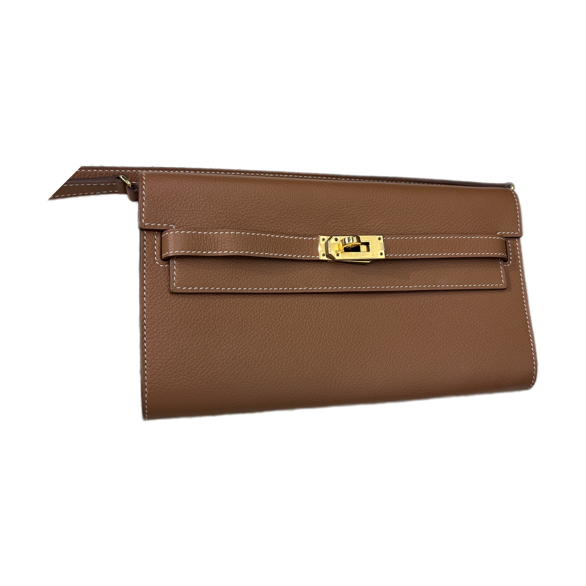 Hermès Kelly, Togo (EC) Leather, Gold Brown, Gold Hardware, B Stamp