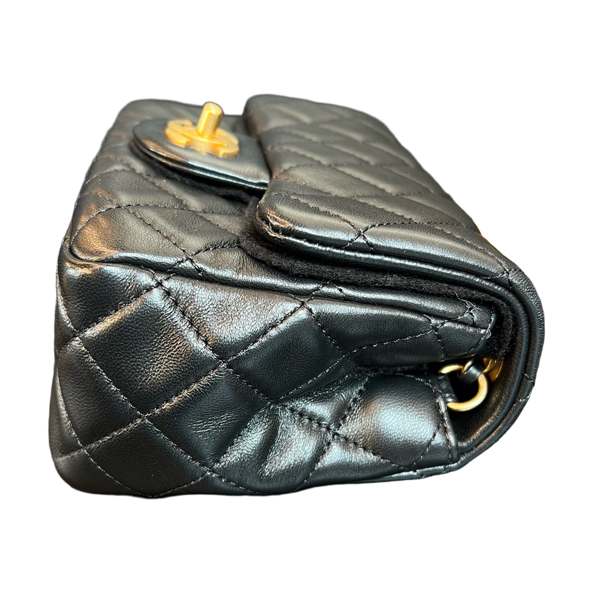 Chanel Black Lambskin Pearl Crush Square Mini Flap, Chip Version