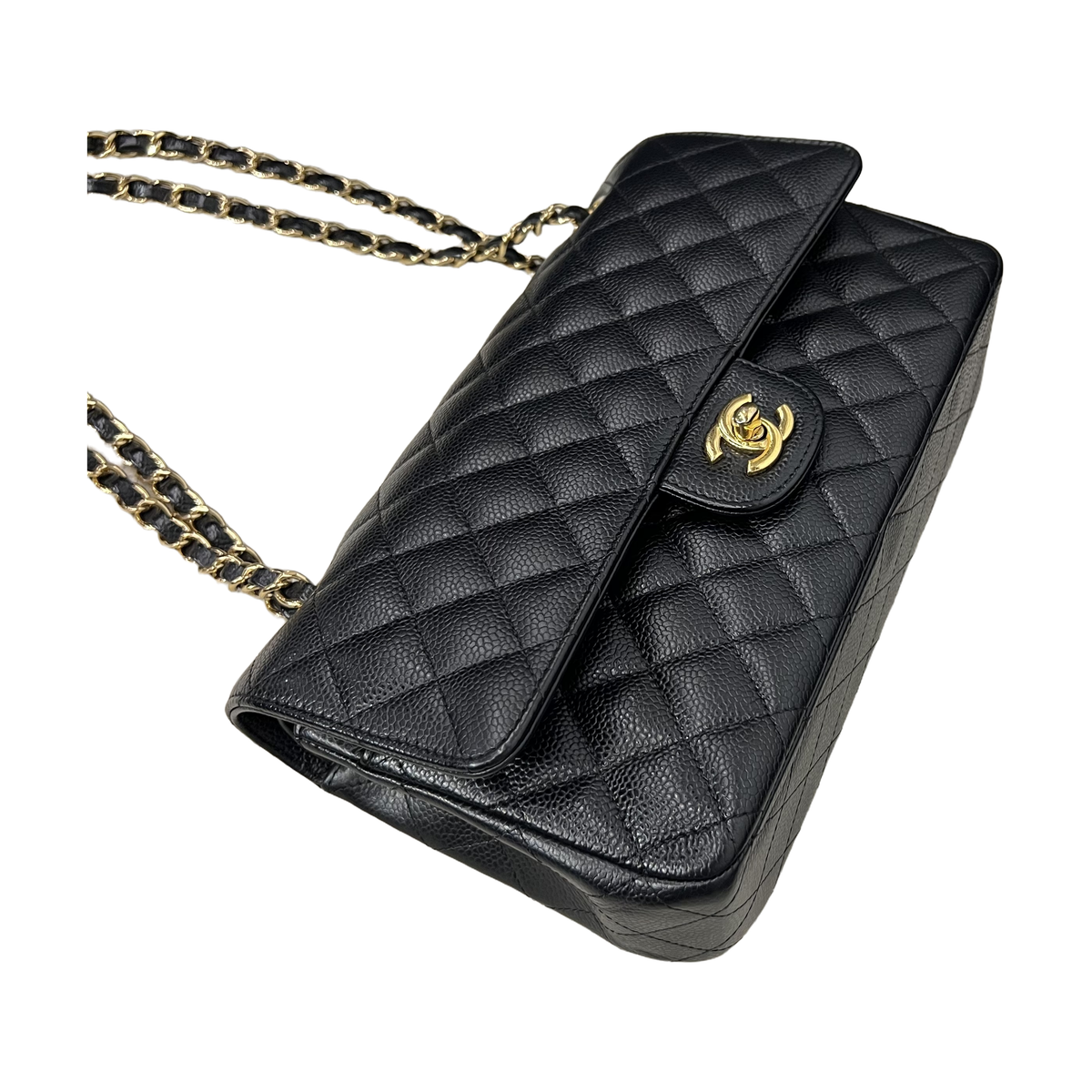 Chanel Medium Classic Flap, Black Caviar Leather, Gold Hardware, 26 Stamp