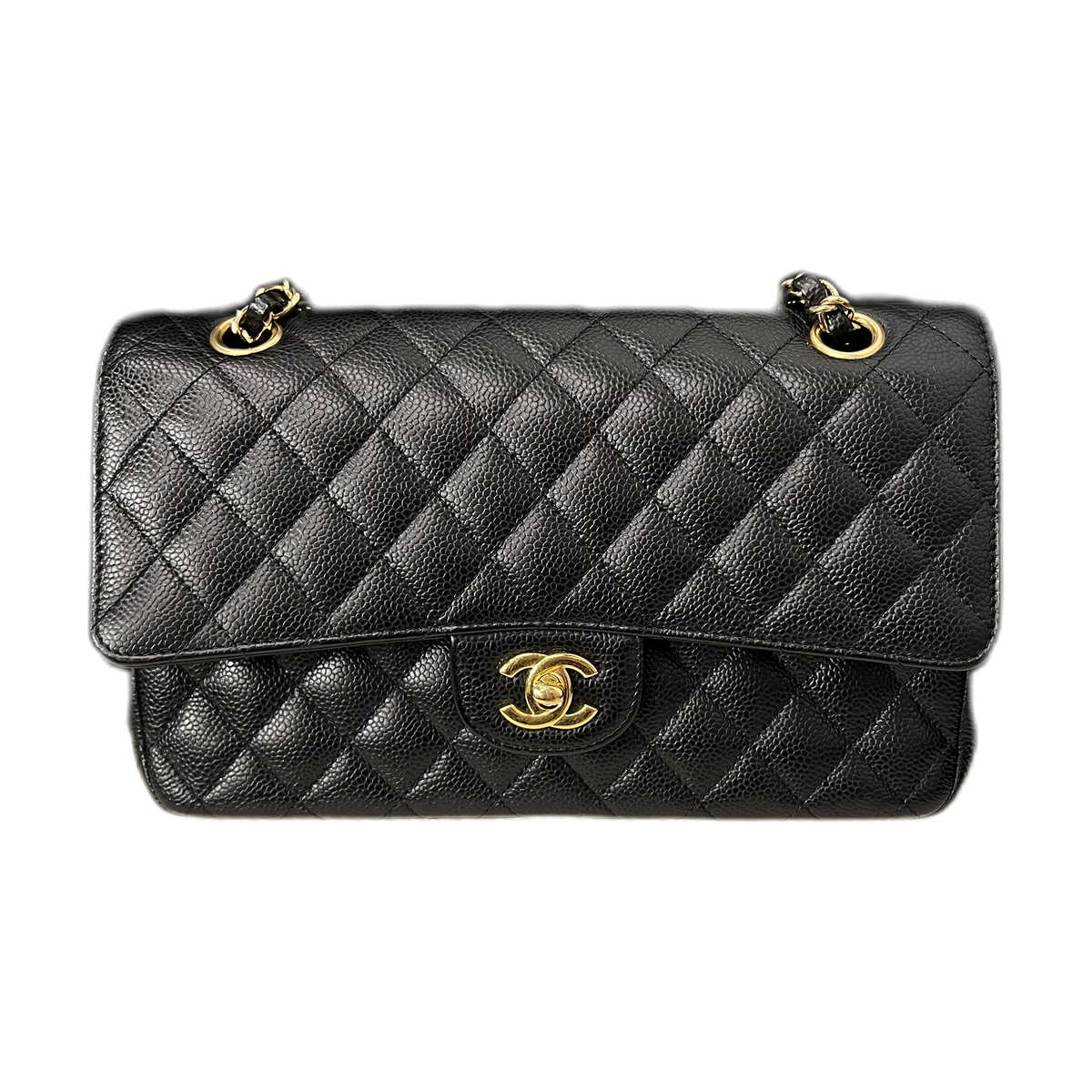 Chanel Medium Classic Flap, Black Caviar Leather, Gold Hardware, 26 Stamp