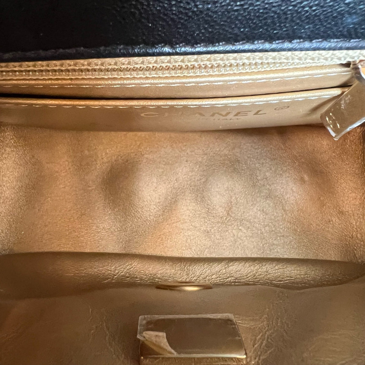 Chanel Black Lambskin Pearl Crush Square Mini Flap, Chip Version