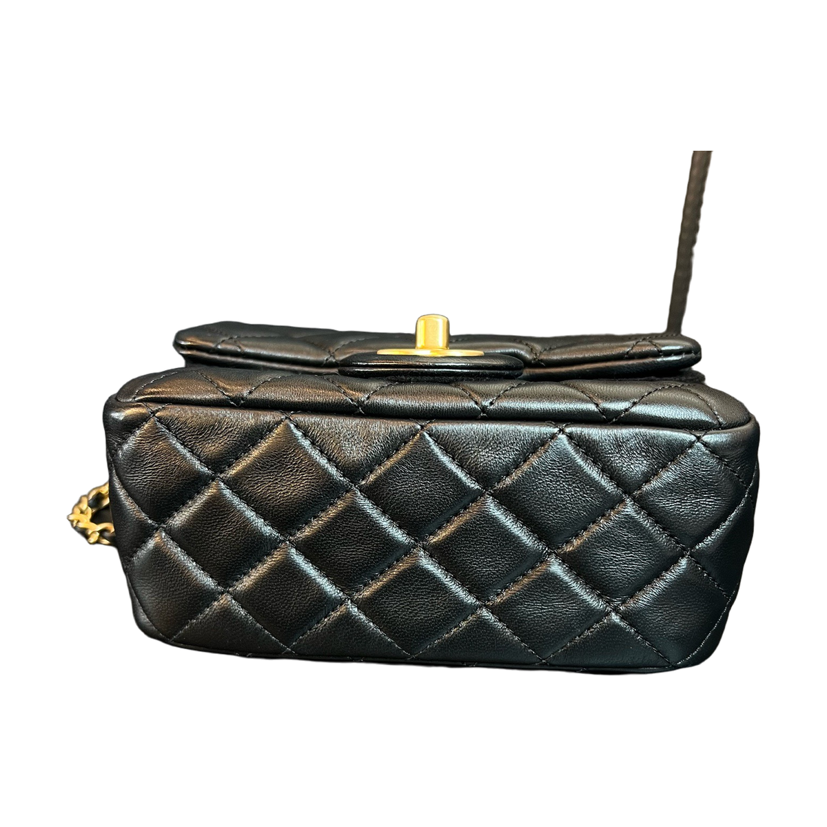 Chanel Black Lambskin Pearl Crush Square Mini Flap, Chip Version
