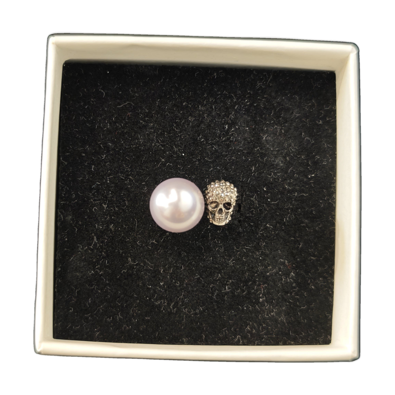 Alexander McQueen Vintage Gold-Tone Faux Pearl & Crystal Skull Ring