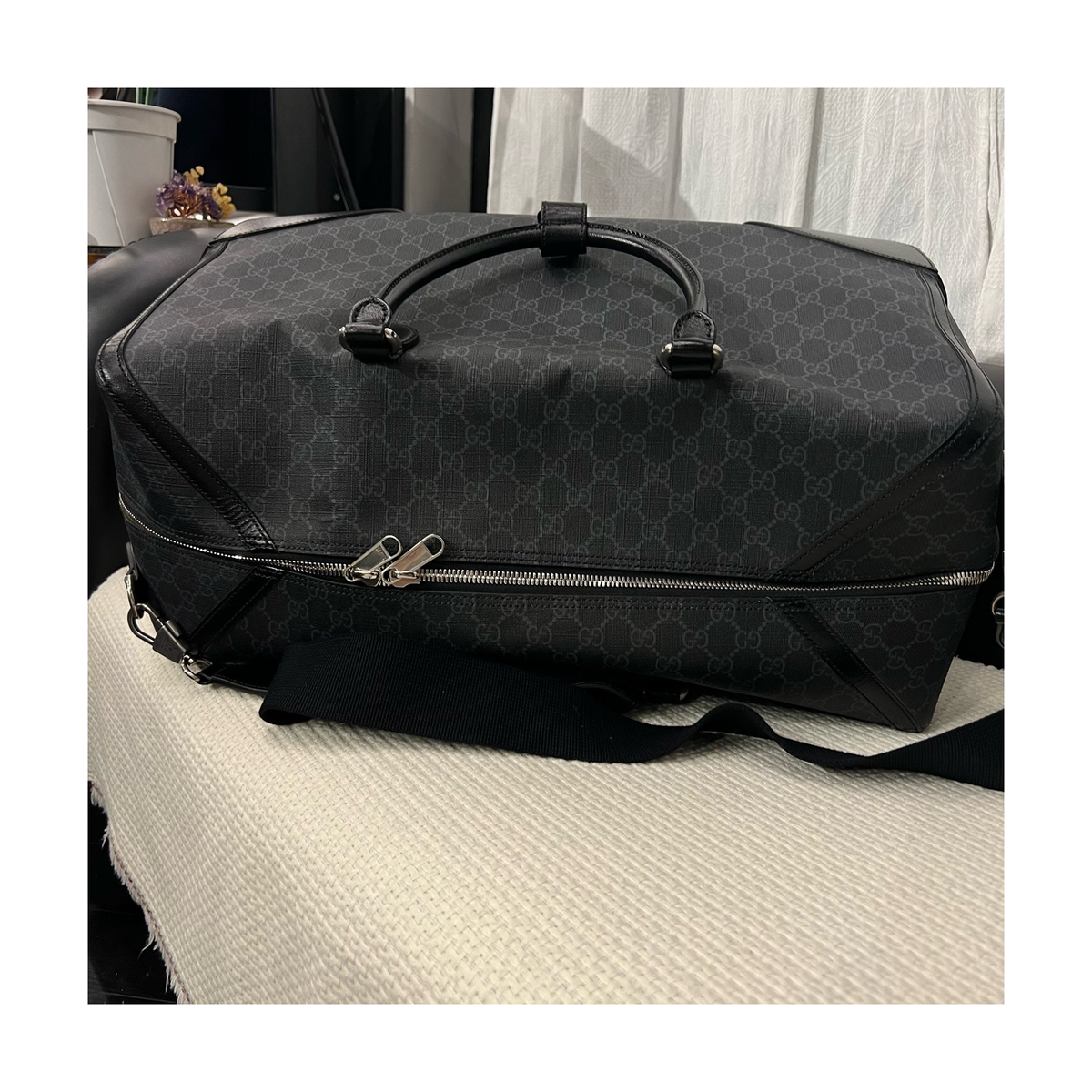 Gucci Black GG Supreme Travel Bag