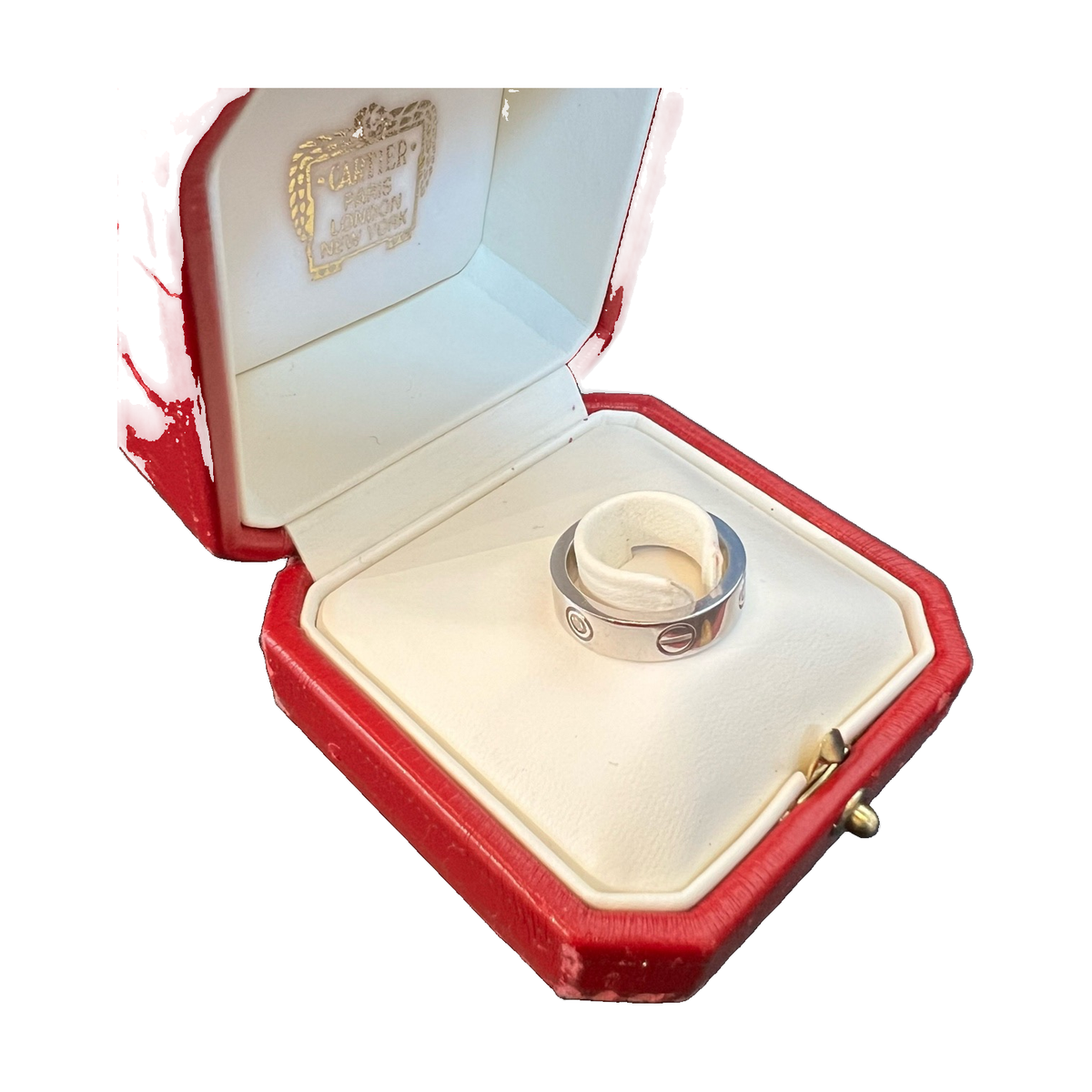 Cartier LOVE Ring, 18K White Gold with 3 Diamonds, Size 53