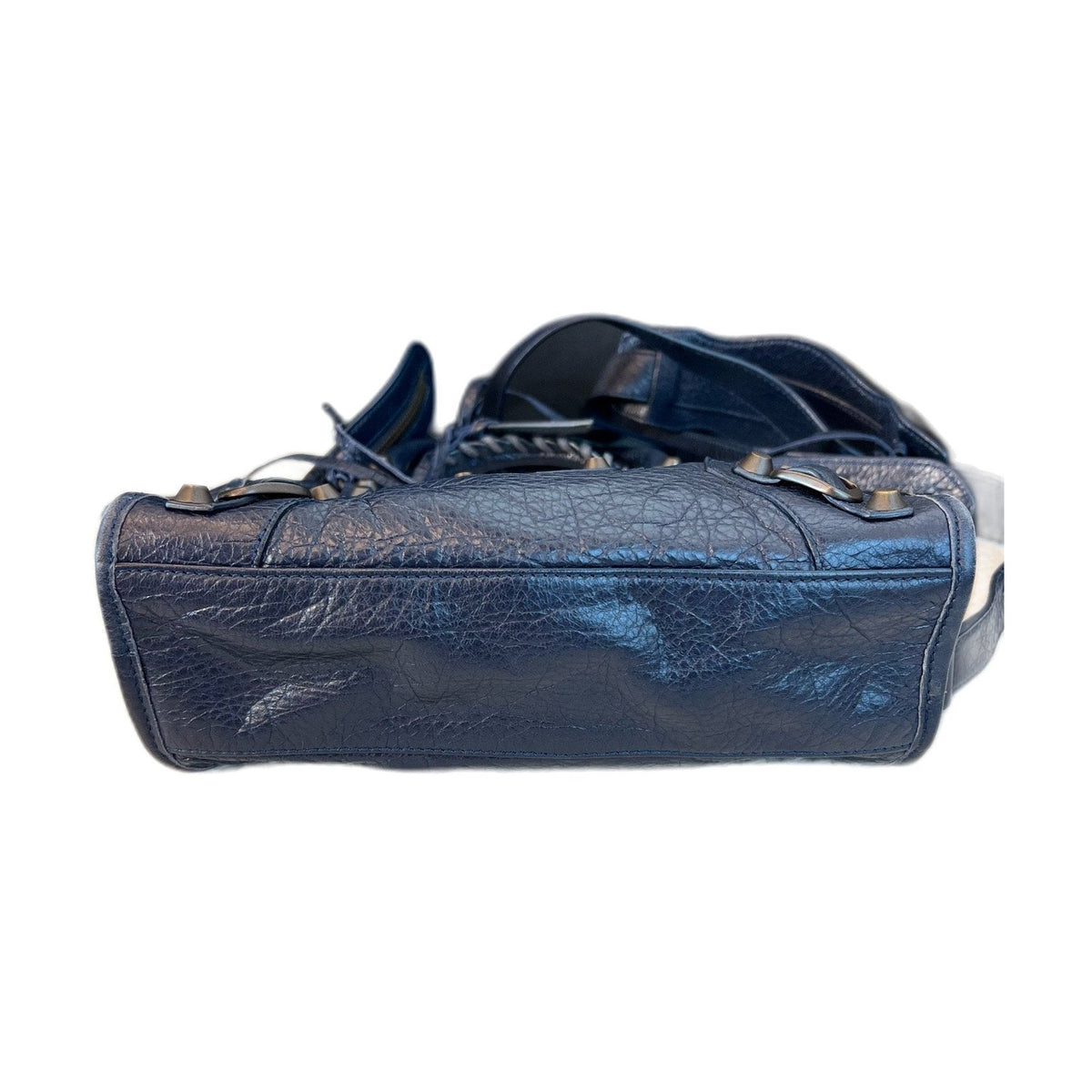 Balenciaga City Mini, Lambskin Leather, Blue, Giant Studs Motocross Ba