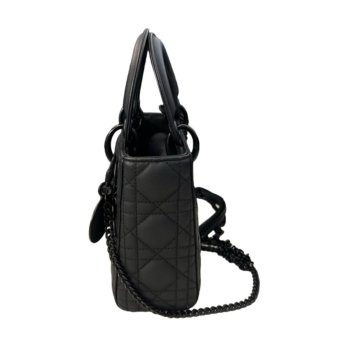 Dior Lady Dior 3-Cannage Matte Black Handbag, 2020