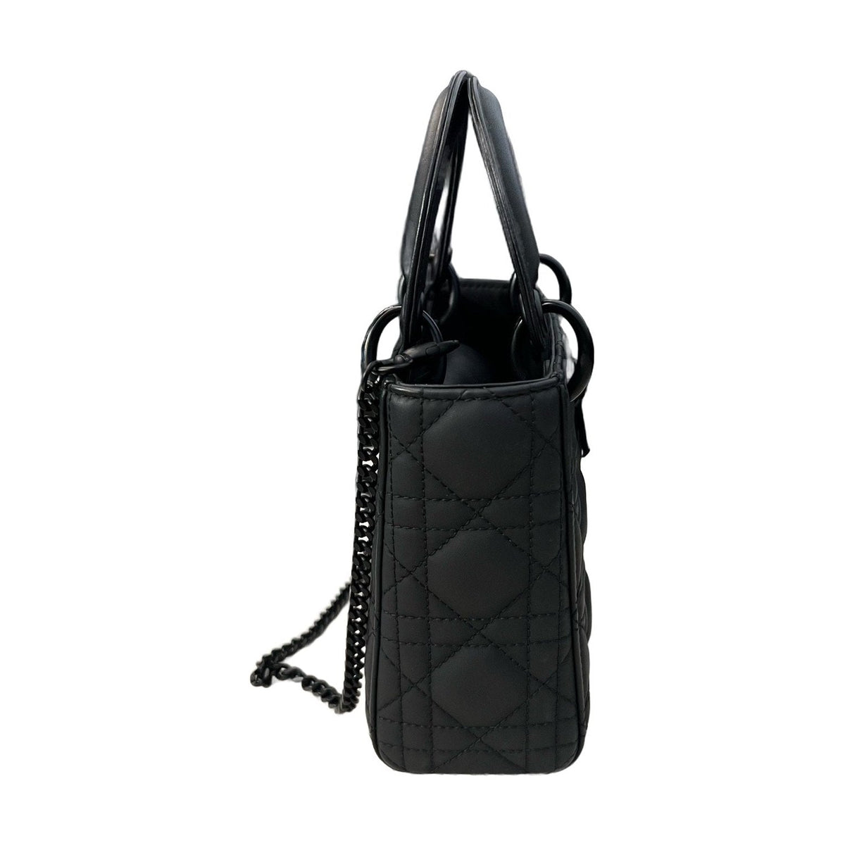 Dior Lady Dior 3-Cannage Matte Black Handbag, 2020