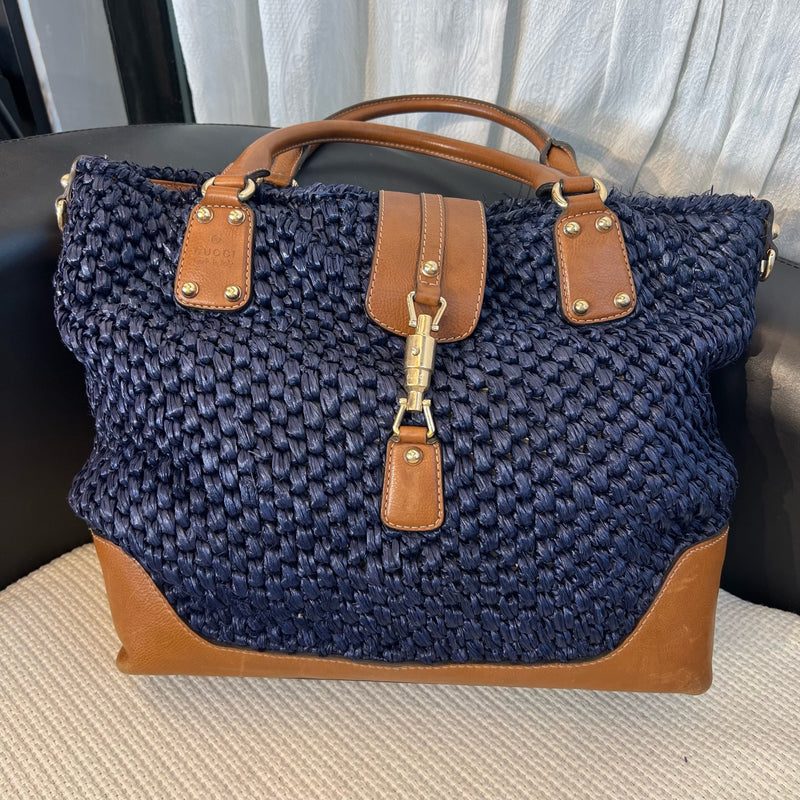 Gucci Blue Woven Tote