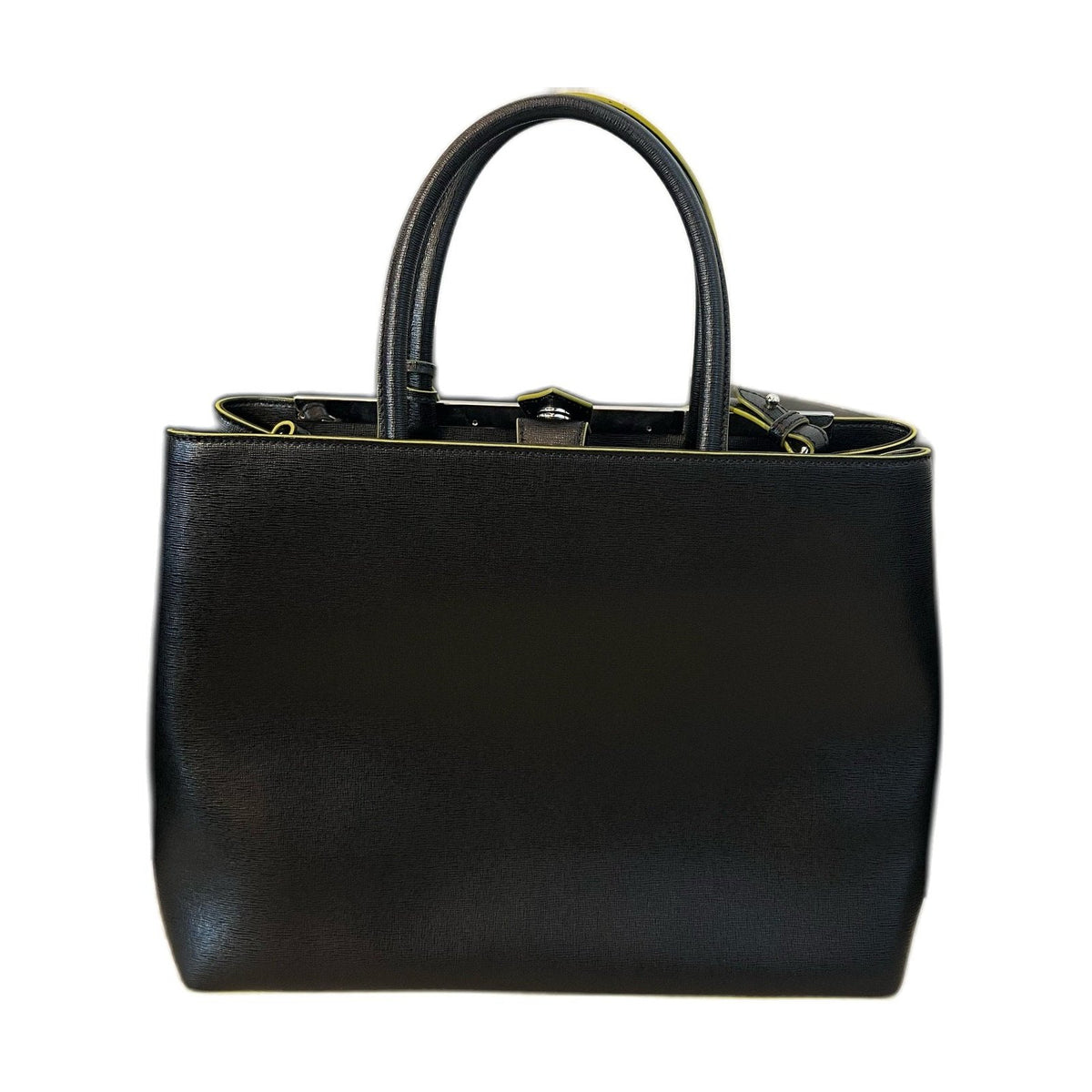 Fendi 2Jours Tote Bag, Black Calfskin, Multicolor Flocked Logo, Handbag & Crossbody