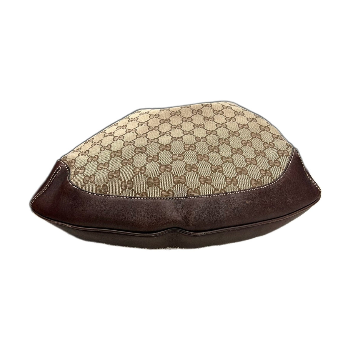 Gucci Vintage GG Canvas Bamboo Handle Hobo Bag, Brown Leather Trim