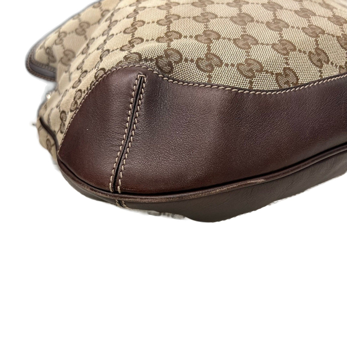 Gucci Vintage GG Canvas Bamboo Handle Hobo Bag, Brown Leather Trim