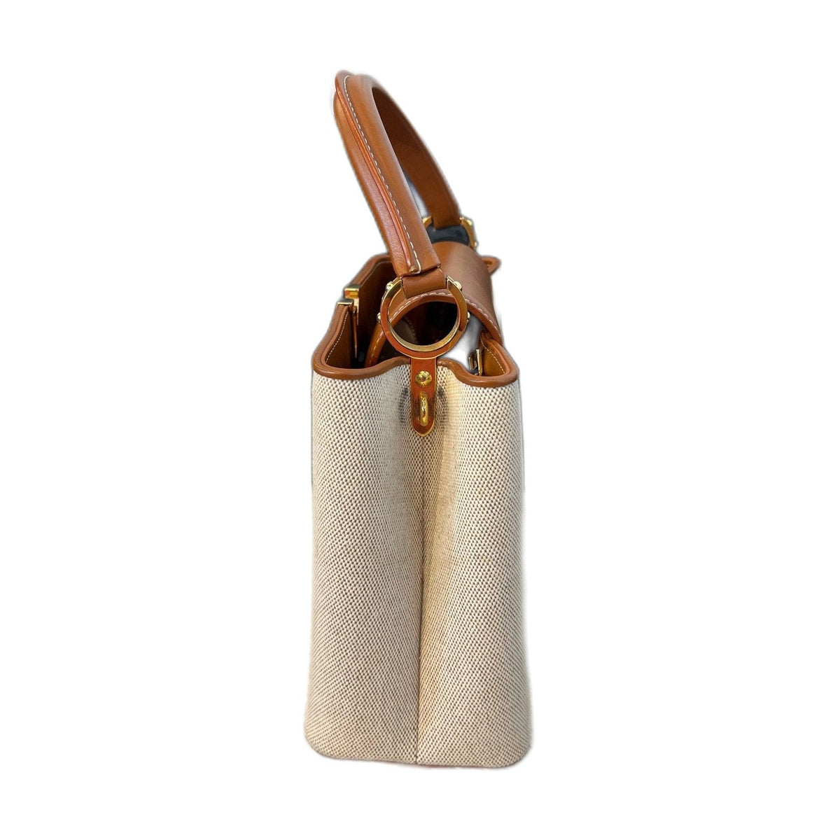 Louis Vuitton Capucines MM, Beige Brown Canvas & Calfskin, Chip Version