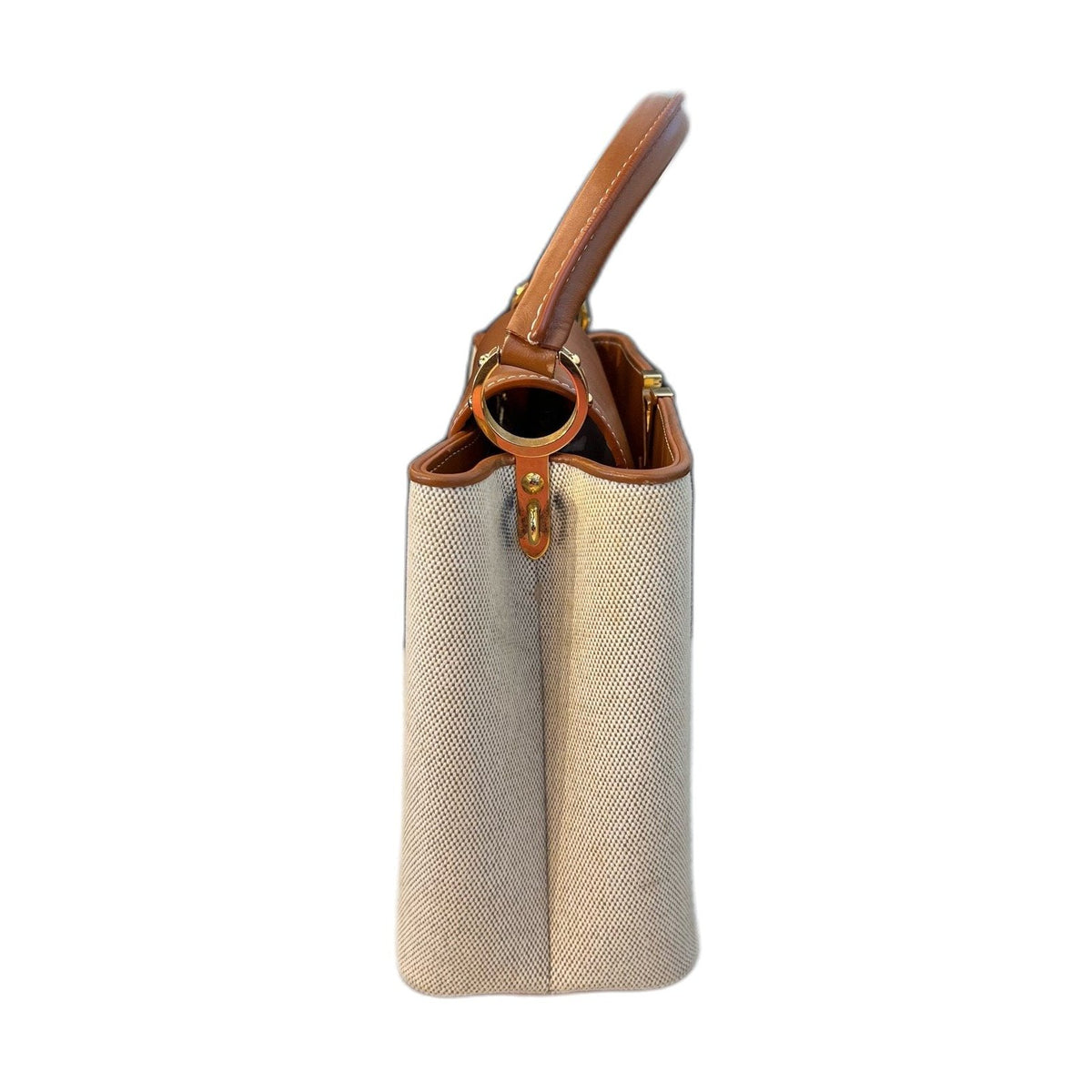 Louis Vuitton Capucines MM, Beige Brown Canvas & Calfskin, Chip Version