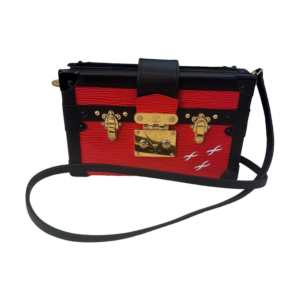 Louis Vuitton Petite Malle Red Epi Leather Hard Box Bag, Shoulder & Crossbody Bag, Chip Version