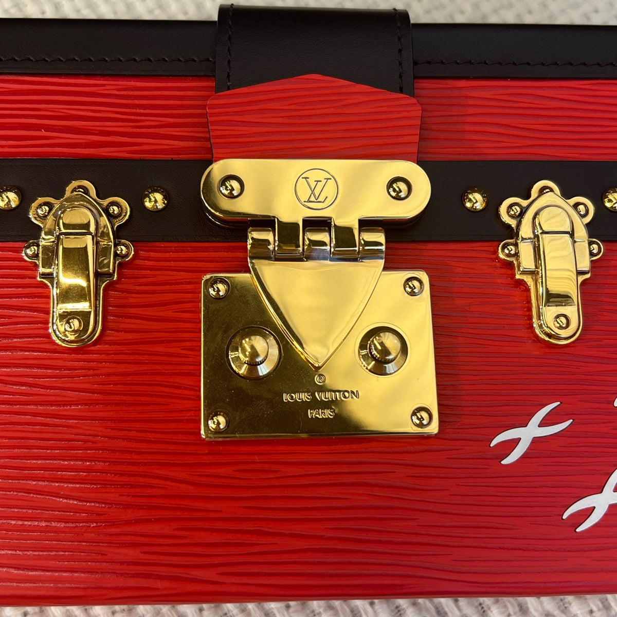 Louis Vuitton Petite Malle Red Epi Leather Hard Box Bag, Shoulder & Crossbody Bag, Chip Version