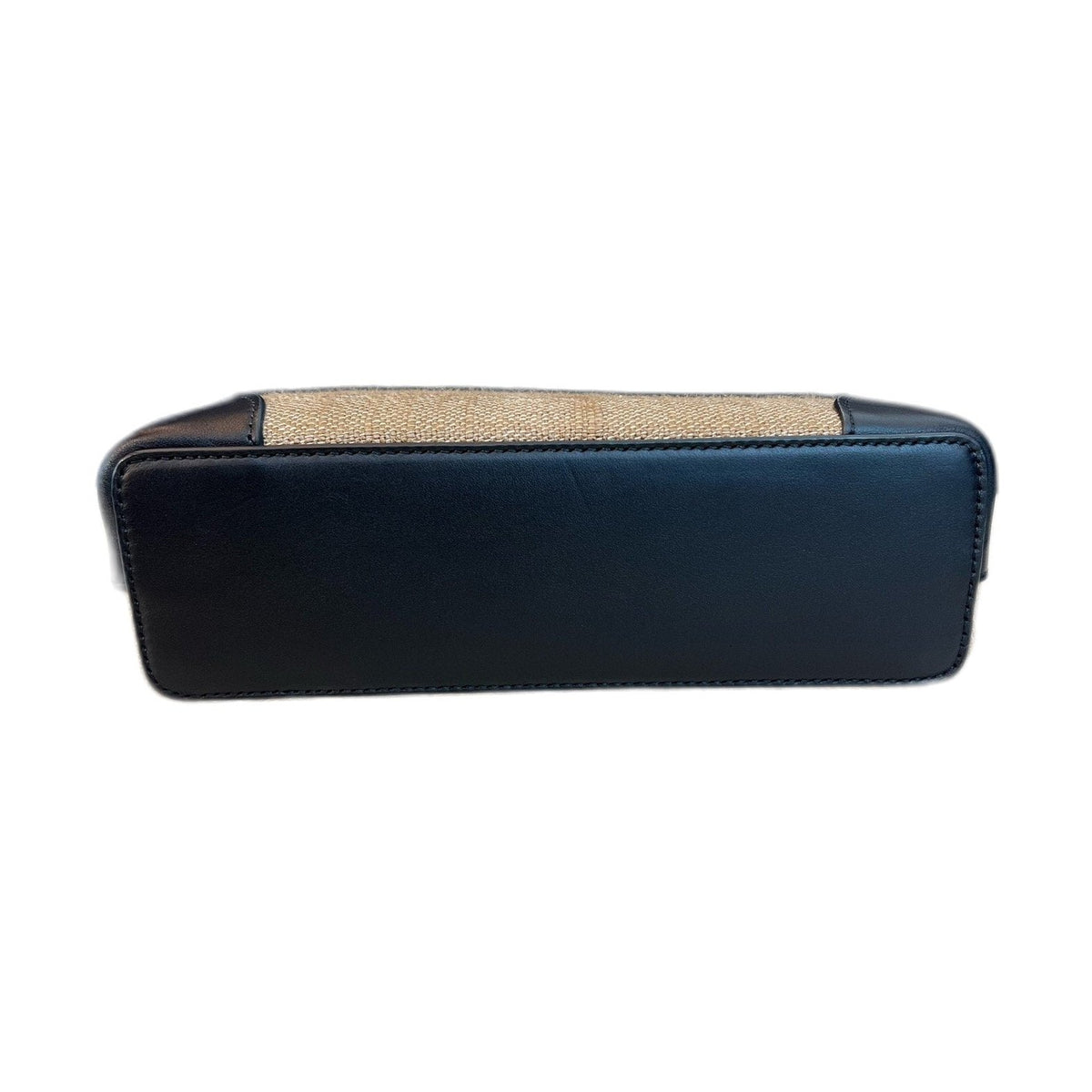 Loro Piana Linen Canvas & Black Leather Bag, Gold Hardware