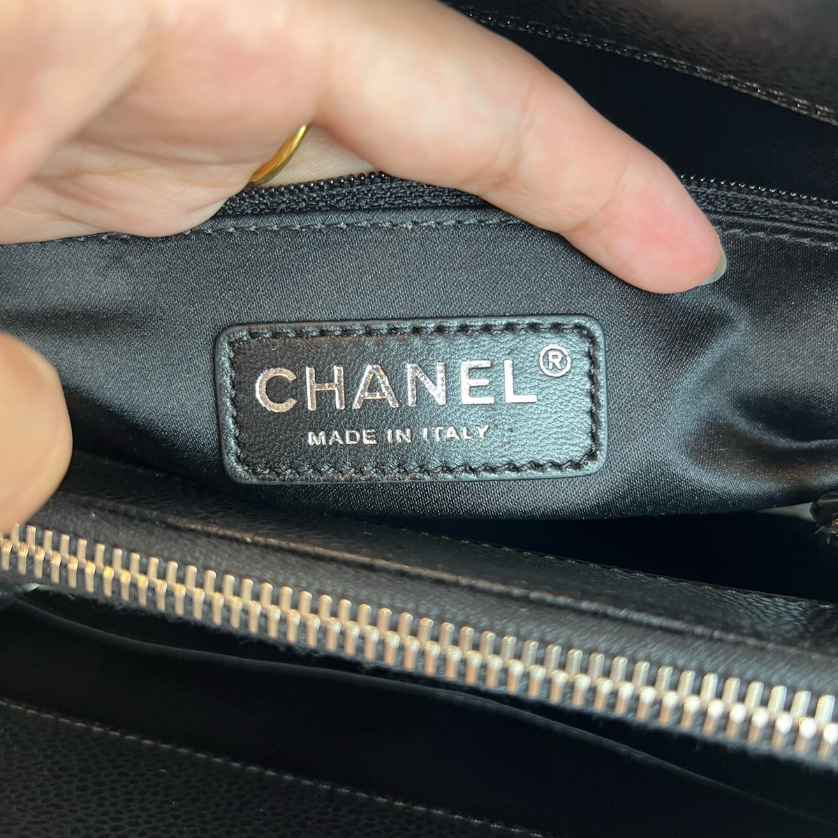 Chanel GSTote, Black Silver Caviar Leather Tote Bag, 16 Series, Unused Condition