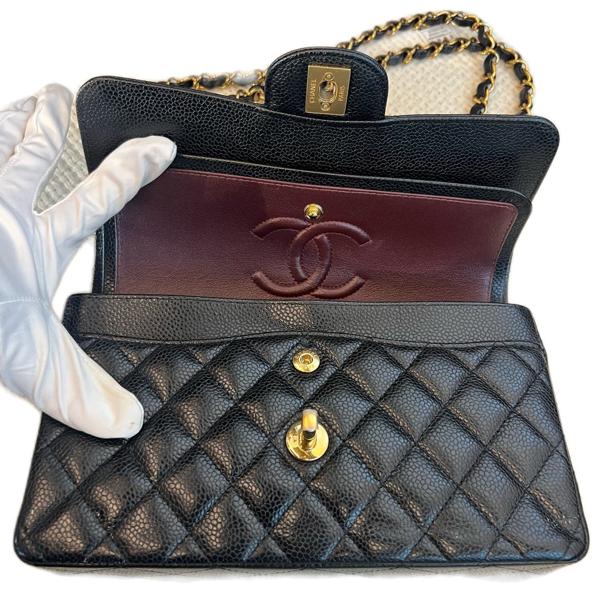Chanel Black & Gold Small Classic Flap, Shoulder & Crossbody Bag, 2023