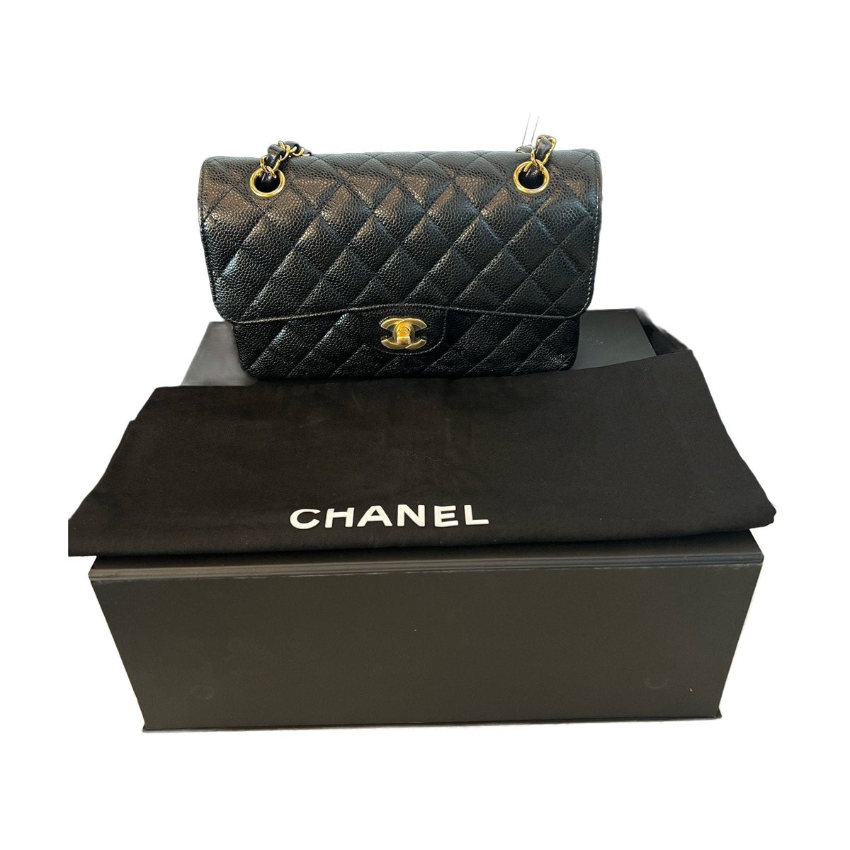Chanel Black & Gold Small Classic Flap, Shoulder & Crossbody Bag, 2023