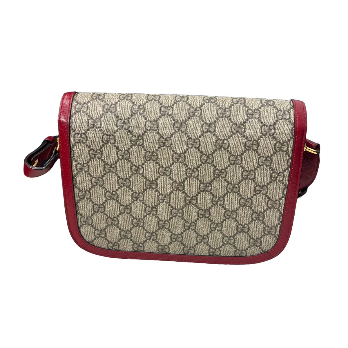 Gucci Medium Horsebit 1955, Red GG Supreme, Shoulder & Crossbody Bag, Code 032