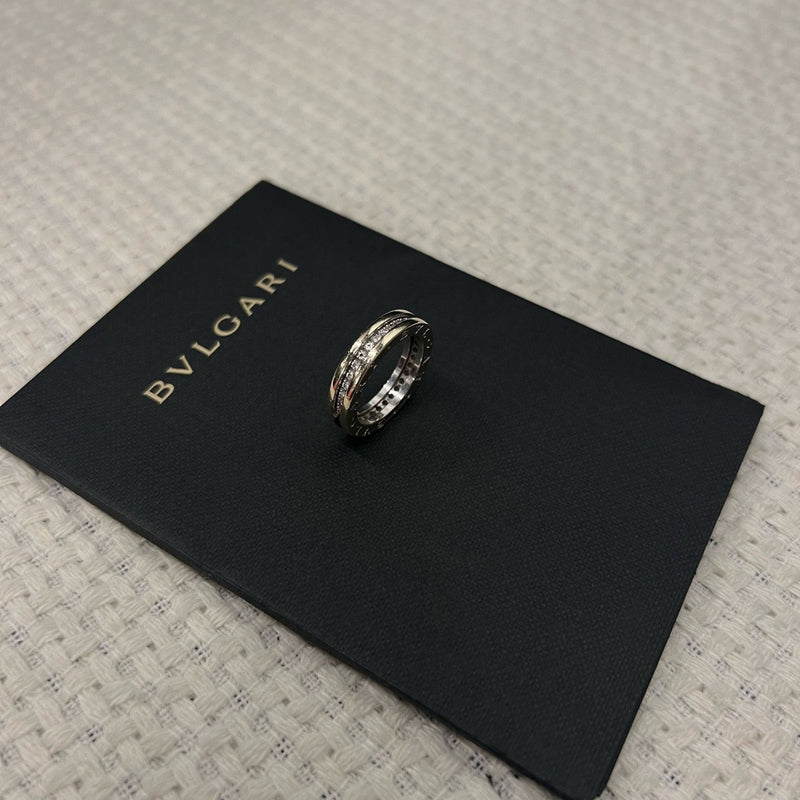 Bvlgari 18K White Gold B.zero1 Single Full Diamond Ring, Size 54