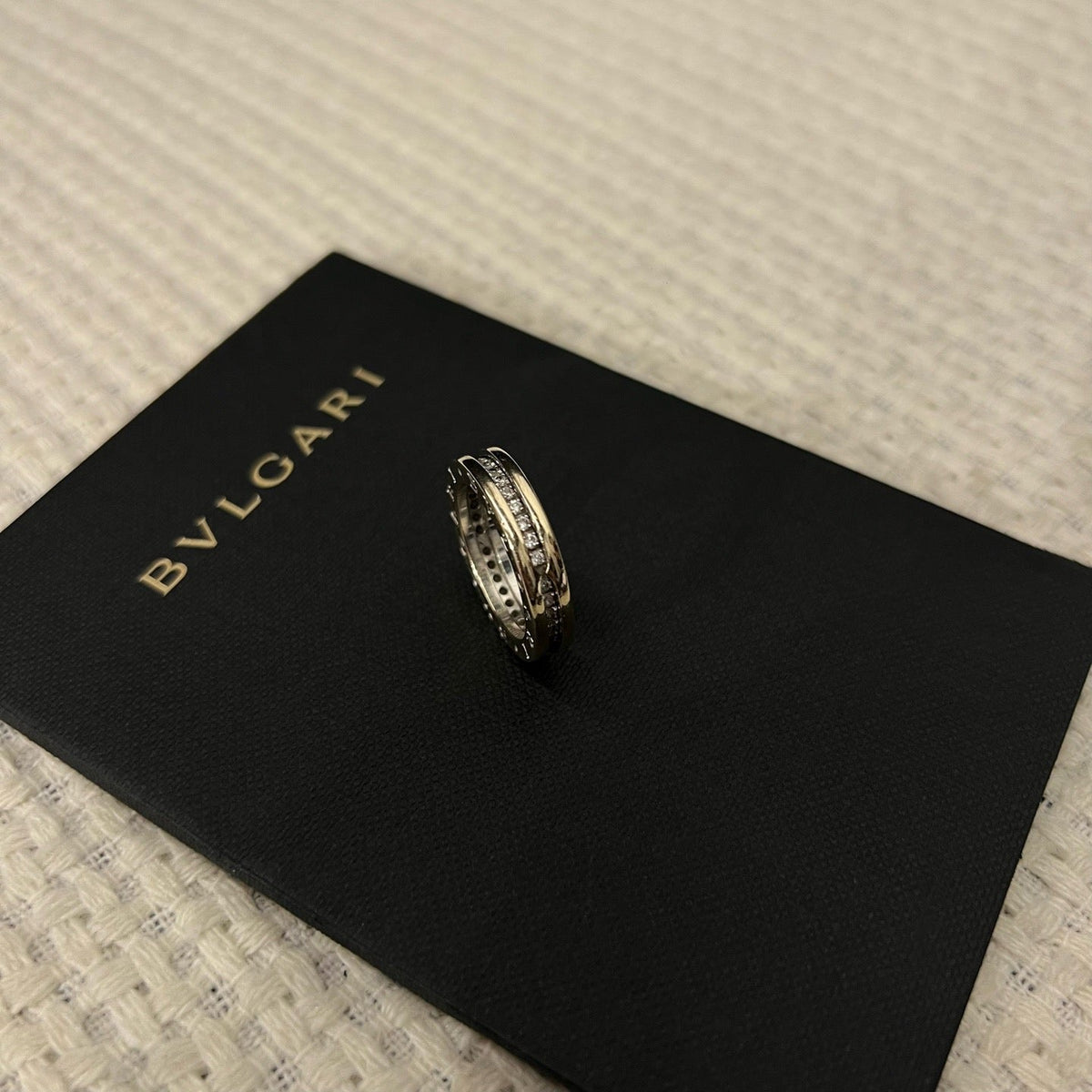 Bvlgari 18K White Gold B.zero1 Single Full Diamond Ring, Size 54
