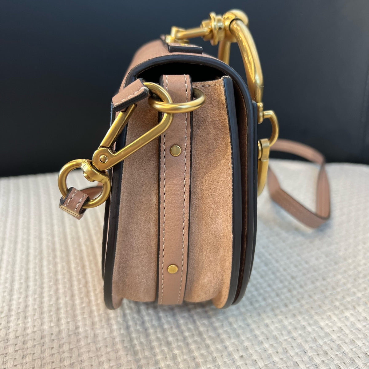 Chloé Nile Bracelet Bag, Beige Nude, Gold Ring Hardware Shoulder Bag