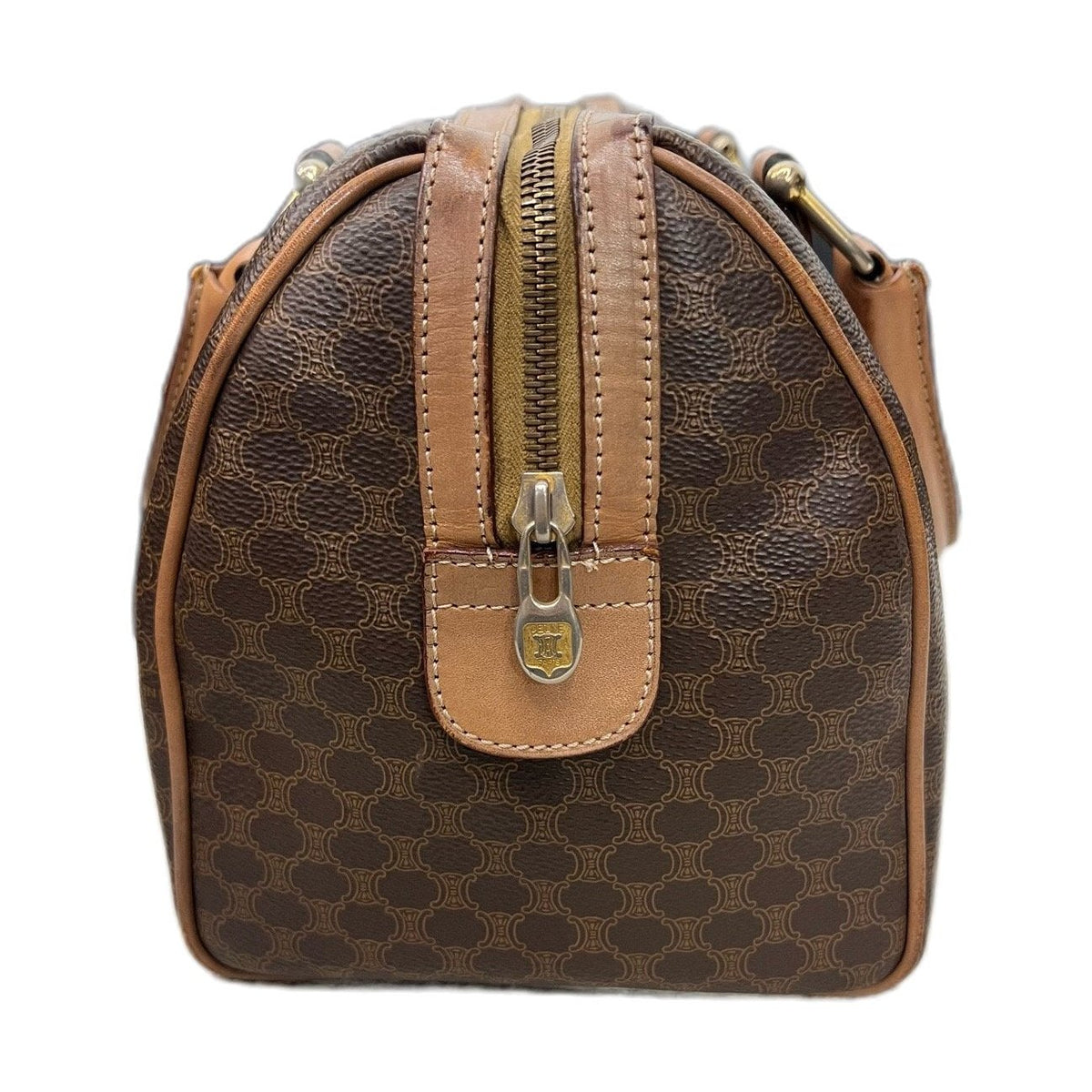 Celine Vintage Boston Bag, Brown Monogram Handbag