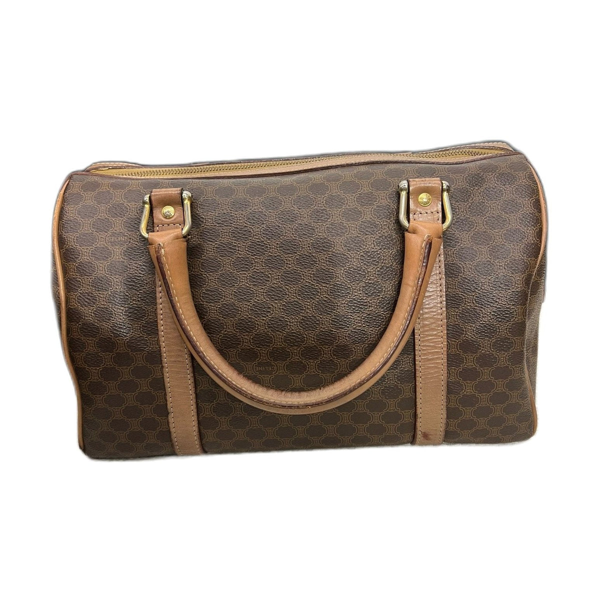 Celine Vintage Boston Bag, Brown Monogram Handbag