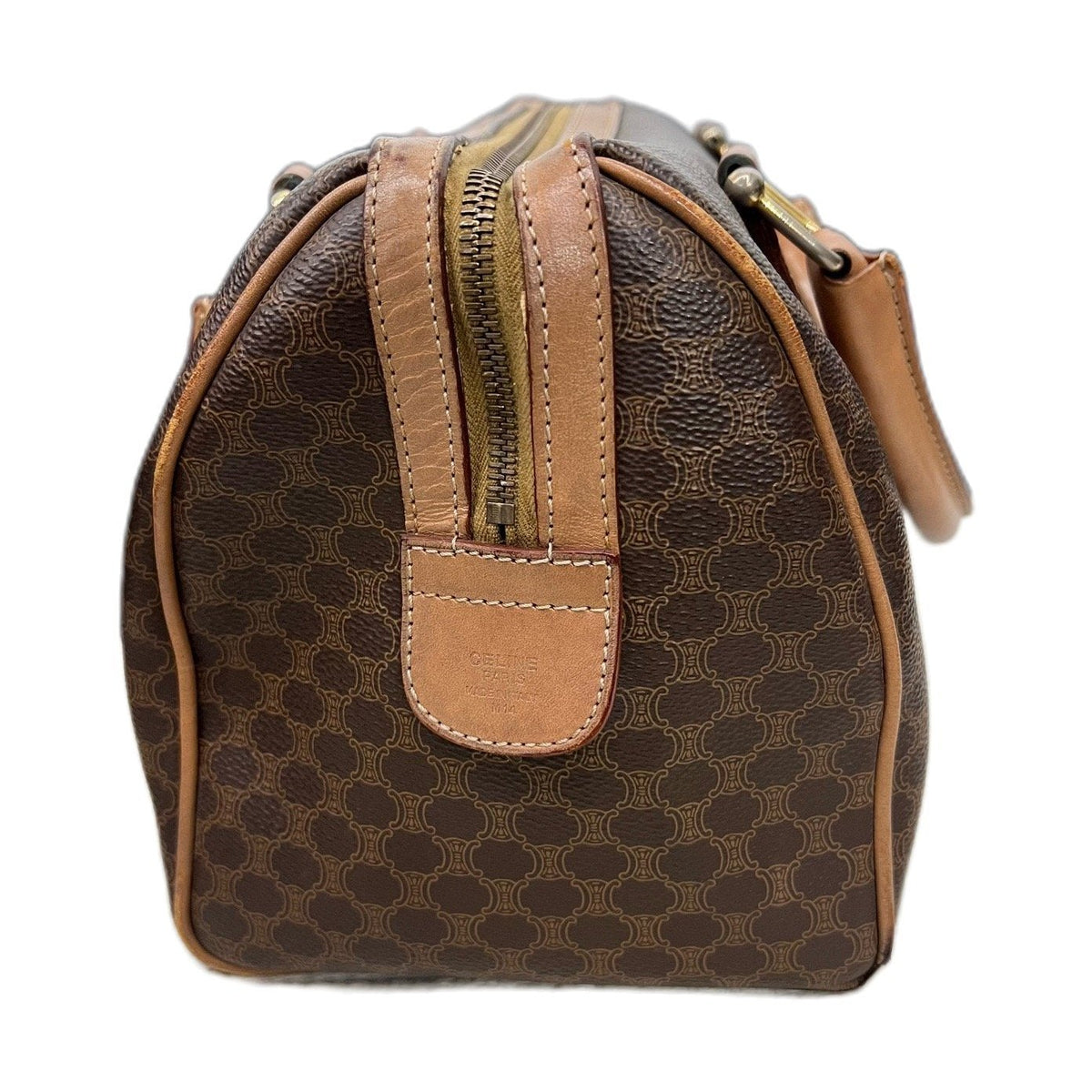 Celine Vintage Boston Bag, Brown Monogram Handbag