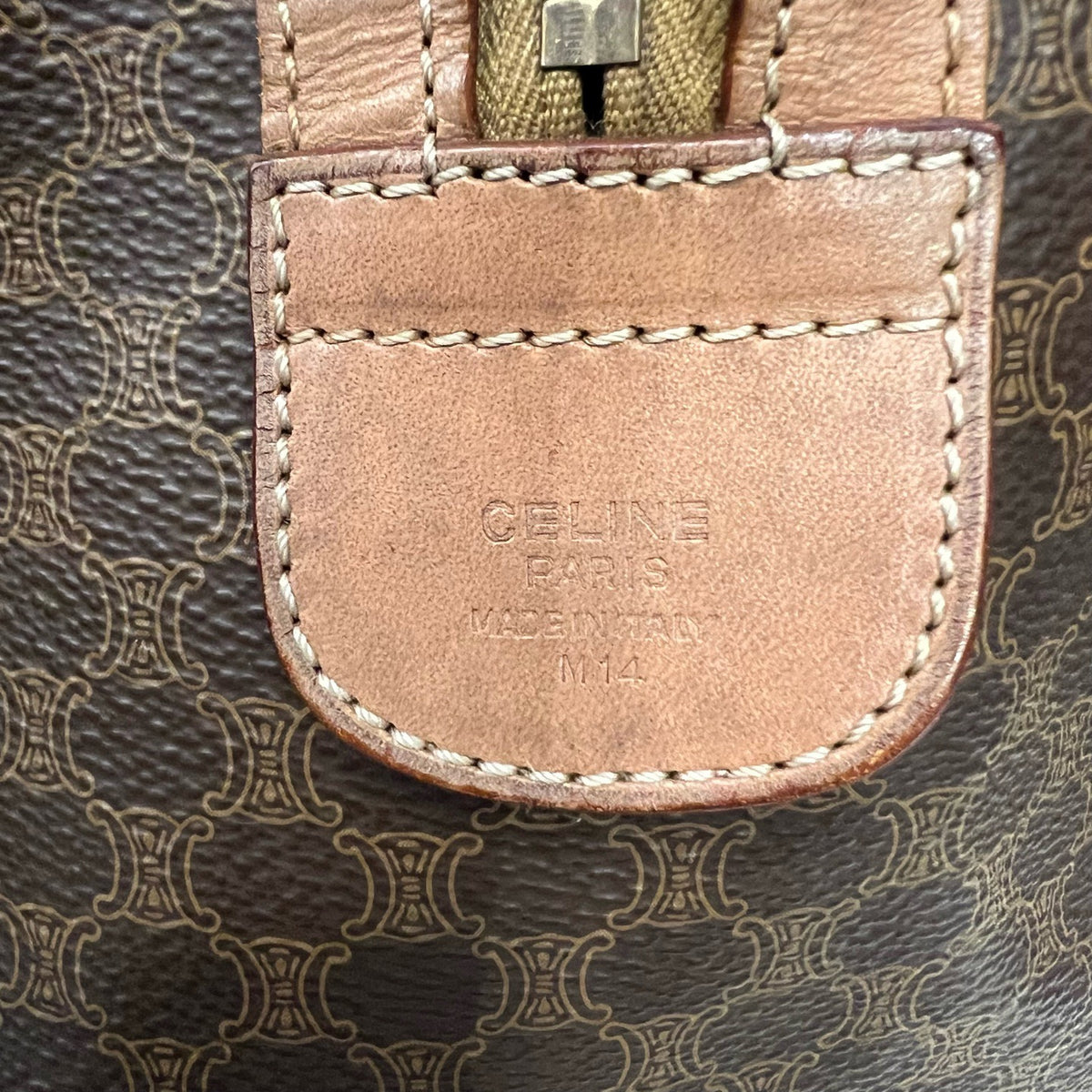 Celine Vintage Boston Bag, Brown Monogram Handbag