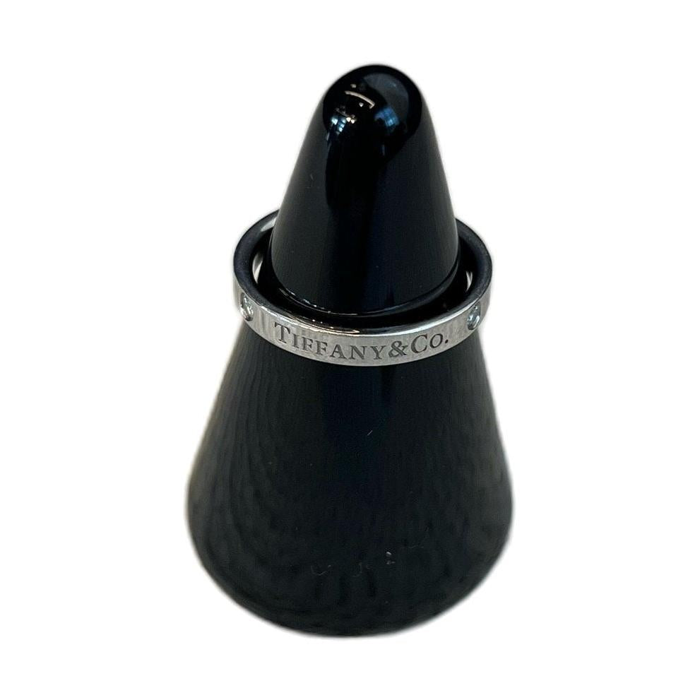 Tiffany & Co PT950 Platinum 3-Stone Ring, 3mm Narrow Band, Size 54